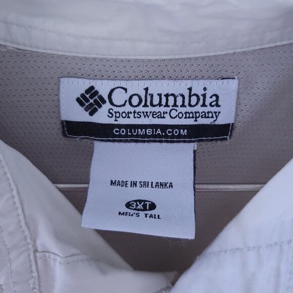 Columbia Button Down Shirt 3XT Tall Beige Collared Outdoor Hiking Gorpcore Vente - Picture 4 of 5